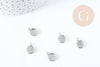 Pendentifs Supports cabochons ronds acier 304 inoxydable platine 8mm, x10 (G8941)
