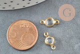 Pendentifs connecteurs ronds laiton brut Cristal transparent, connecteurs laiton, 6mm, x10 G0042