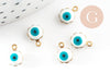 Pendentifs doré Fleur émail blanc, mauvais oeil, laiton doré, pendentif chance,création bijoux,9mm, x10 G0408
