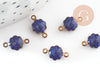 Pendentifs doré Fleur émail bleu paillettes pour création bijoux,9mm, x10 G4303