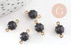 Pendentifs doré Fleur émail noir paillettes pour création bijoux,9mm, x10 G4304