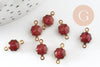Pendentifs doré Fleur émail rouge paillettes pour création bijoux,9mm, x10 G4305