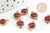 Pendentifs doré Fleur émail rouge paillettes pour création bijoux,9mm, x10 G4305