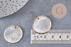Pendentifs dorés ronds coquillages en nacre naturelle blanche 25mm x2 (G2434)