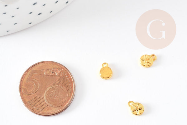 Pendentifs médailles rondes doré étoile de mer 6.5mm, x1 / x5 / x10 (G1025)