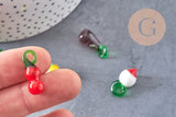 Pendentifs mélangés fruits en verre tchèque 22-34mm, x5 (G3255)