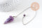 Pendule radiesthésie améthyste naturel chaine argentée, pendule magnétisme, litotherapie,création bijoux,23cm, x1 (G6737)