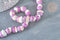Perle Chat chanceux porcelaine violet 14mm, x5 (G7997)