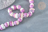 Perle Chat chanceux porcelaine violet 14mm, x5 (G7997)