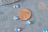 Perle Coeur verre bleu blanc transparent 6mm, des perles en verre, x10 (G8040)