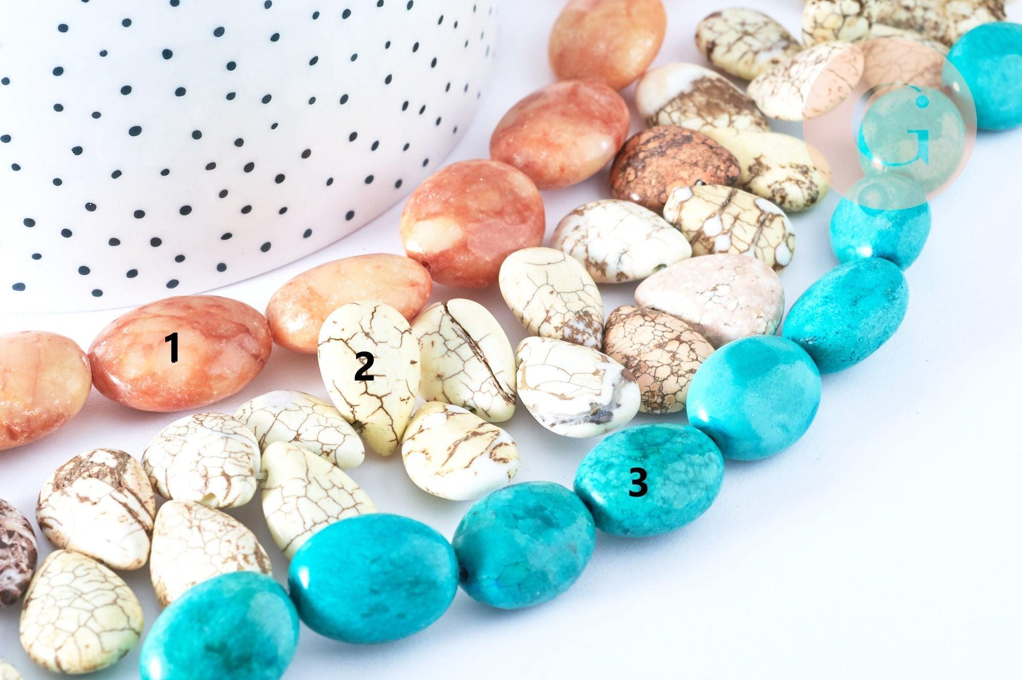 Perle Howlite ovale naturelle 7-49mm,création bijoux pierre naturelle, x2 (G9257)