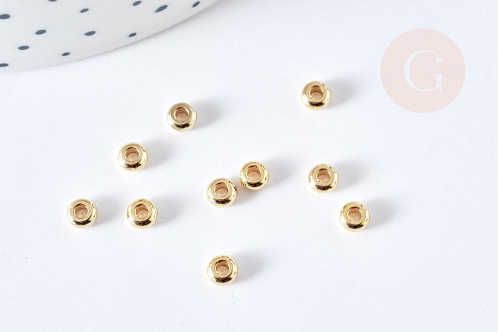 Perle Intercalaire donut acier 304 doré lisse 4x2mm, x10 (G8480)