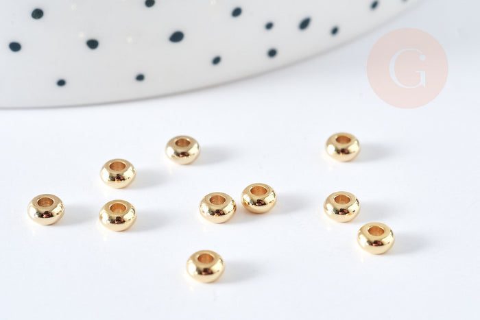 Perle Intercalaire donut acier 304 doré lisse 4x2mm, x10 (G8480)