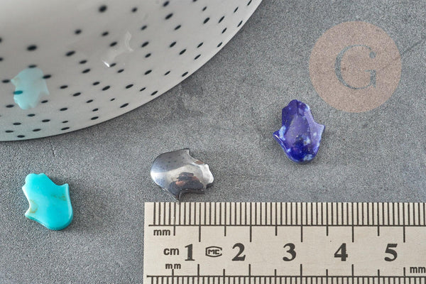 Perle Main de Fatma pierre naturelle 13mm, main de fatma pierre naturelle, x1 (G7955)