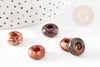 Perle Rondelle donut Jaspe marron marbré naturelle 14mm, rondelle pierre pour création bijoux x2 (G9211)