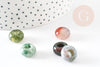 Perle Rondelle donut agate indienne naturelle 14mm, rondelle pierre pour création bijoux x2 (G9208)