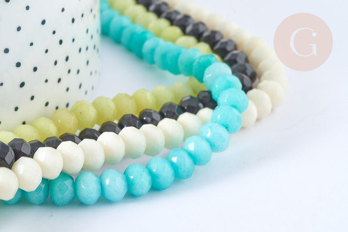 Perle Rondelle jade teinté 8x6mm, création bijoux pierre, le fil de 38cm, X1 (G7660)