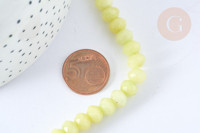 Perle Rondelle jade teinté 8x6mm, création bijoux pierre, le fil de 38cm, X1 (G7660)