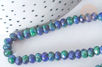 Perle Rondelle jaspe sésame teintée facettée bleu foncé 6x4mm, pierre naturelle, le fil de 38cm (G7874)