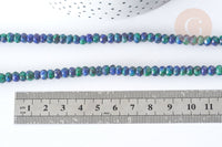 Perle Rondelle jaspe sésame teintée facettée bleu foncé 6x4mm, pierre naturelle, le fil de 38cm (G7874)