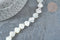 Perle Saint-Jacques nacre blanche naturelle 9,5~10mm, coquillage naturel, fil de 42cm, x1 (G7839)