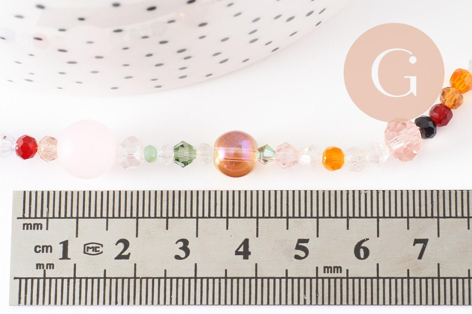 Perle abacus cristal multicolore, perle abacus, perle cristal,Perles verre,2.5-13mm, fil de 40cm , x1 (G2497)