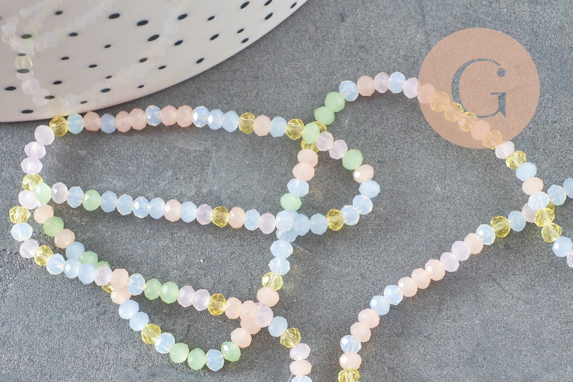 Perle abacus cristal pastel multicolore opaque, perles bijoux, perle abacus, perle cristal,Perles verre ,3x2.5mm,fil de 190 perles, x1 (G7217)