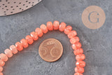 Perle abacus verre rose corail opaque imitation jade 7.5mm, x1 fil de 37cm (G11383)