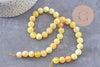 Perle agate feu rayée naturelle jaune facettée 10mm, x1 fil de 39cm (G2649)