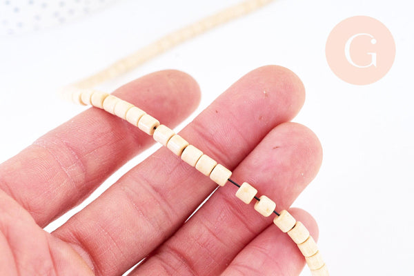 Perle agate heishi tube jaune, perle agate naturelle, pierre naturelle, 4mm, fil de 40cm, x1 (G5823)