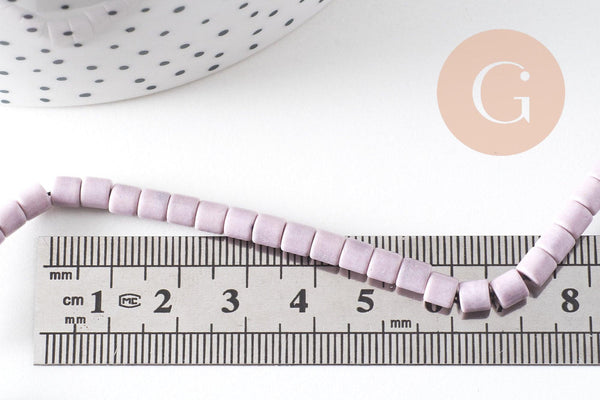 Perle agate heishi tube violet clair 4mm, perle agate naturelle, pierre naturelle, x1 fil de 100 perles (G5863)