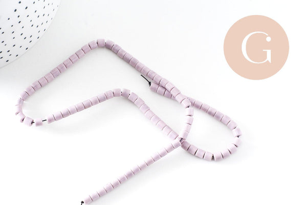 Perle agate heishi tube violet clair 4mm, perle agate naturelle, pierre naturelle, x1 fil de 100 perles (G5863)