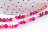 Perle agate naturelle rose4mm, x1 fil de 35cm (G0493)