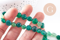Perle agate nuggets verte, perle agate pierre naturelle,perle pour bijou pierre,10-15mm,fil de 40cm (G3803)