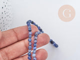 Perle agate ronde facettées agate naturelle bleue 4mm, pierre DIY, fil de 37cm, x1 (G8978)