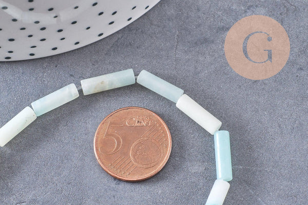 Perle amazonite naturelle 13mm tube, perle pierre x1 fil de 40cm (G5204)