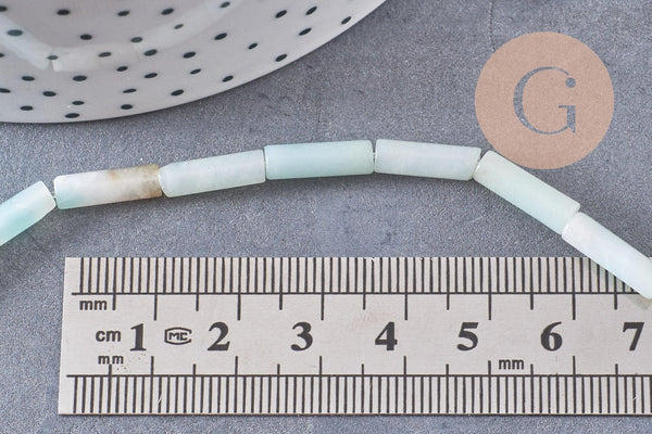 Perle amazonite naturelle 13mm tube, perle pierre x1 fil de 40cm (G5204)