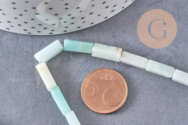 Perle amazonite rectangle verte, perle amazonite,pierre naturelle,amazonite naturelle,perle pierre,13mm,fil de 38cm x1 (G0205)