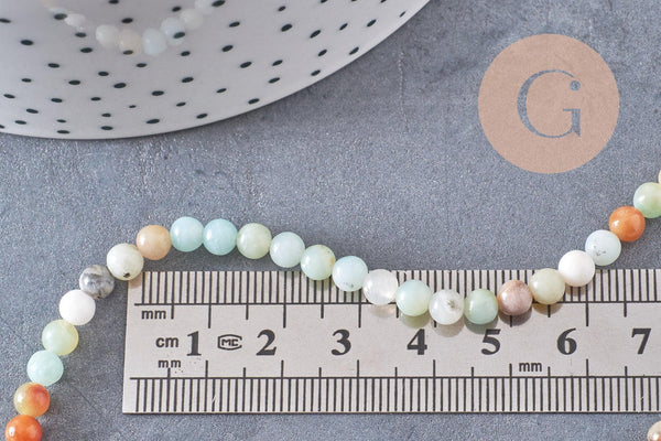 Perle amazonite ronde, perles amazonite, amazonite naturelle,nuggets amazonite,fil de 40cm,4mm x1 (G1538)