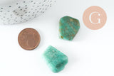 Perle amazonite turquoise naturel brute roulée,pierre naturelle, litotherapie, Chips amazonite, 18-25mm, X2 (G3670)