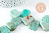 Perle amazonite turquoise naturel brute roulée,pierre naturelle, litotherapie, Chips amazonite, 18-25mm, X2 (G3670)