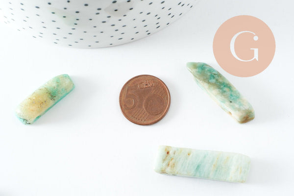 Perle amazonite turquoise naturel rectangle,pierre naturelle, litotherapie, Chips amazonite,17~53mm, X2 (G5194)