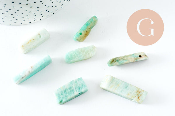 Perle amazonite turquoise naturel rectangle,pierre naturelle, litotherapie, Chips amazonite,17~53mm, X2 (G5194)