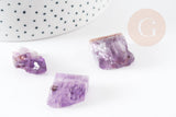 Perle améthyste brute violette,pendentif pierre, création bijoux pierre naturelle, 18-25mm, x1 (G3256)