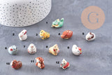 Perle animal porcelaine artisanale 13-19mm, x1 (G10243)