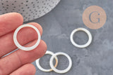 Perle anneau nacre blanche naturelle, perle cercle, coquillage blanc, 25mm, x5 (G2974)
