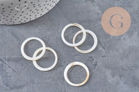 Perle anneau nacre blanche naturelle, perle cercle, coquillage blanc, 25mm, x5 (G2974)