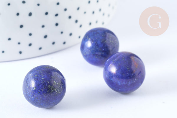Perle boule lapis lazuli naturel 16mm, lapis naturel roulé, séance lithothérapie, x1 (G7896)