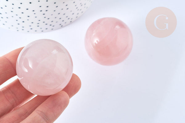 Perle boule quartz rose naturel 16mm, quartz rose roulé, séance lithothérapie, x1 (G7837)
