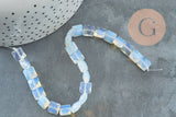 Perle carrée en opalite 12mm, bijou en pierre naturelle, opale synthétique, le fil de 20cm, x1 (G5881)